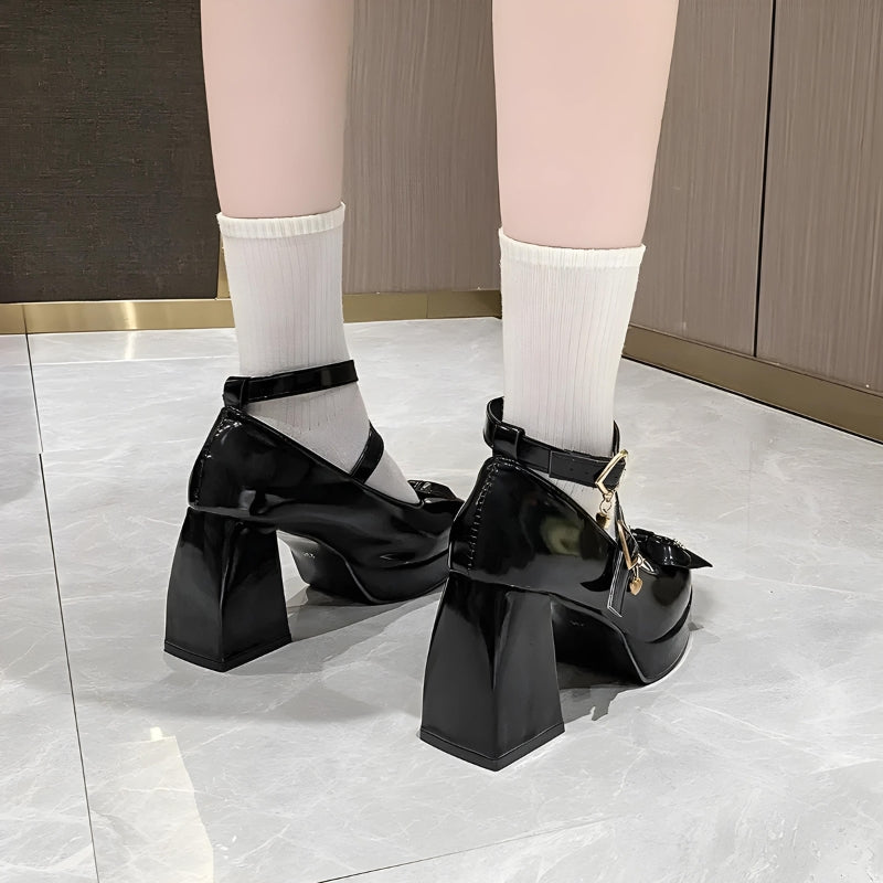 Stylish Work Outfits, Outfit Summer Ideas Bow & Heart Mary Jane High Heels Stylish Work Outfits, Outfit Summer Ideas Bow & Heart Mary Jane High Heels