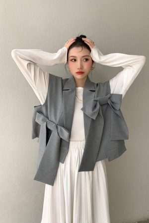 Stylish Work Outfits, Outfit Summer Ideas Bow Oversized Vest