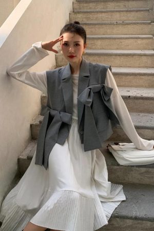 Stylish Work Outfits, Outfit Summer Ideas Bow Oversized Vest