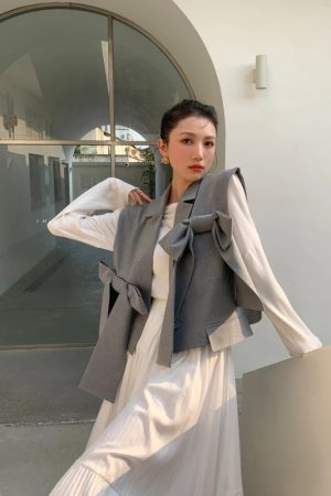 Stylish Work Outfits, Outfit Summer Ideas Bow Oversized Vest