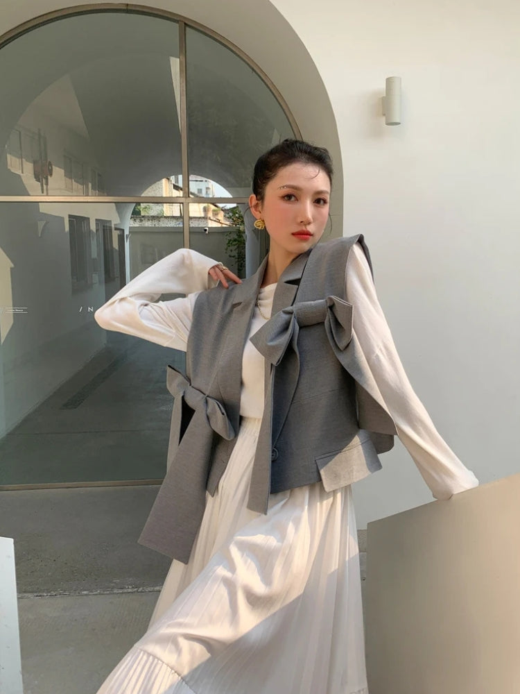 Stylish Work Outfits, Outfit Summer Ideas Bow Oversized Vest Stylish Work Outfits, Outfit Summer Ideas Bow Oversized Vest
