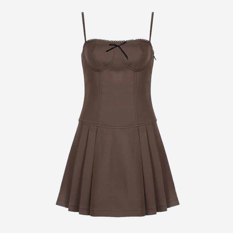 Stylish Work Outfits, Outfit Summer Ideas Bow Pleated Mini Dress