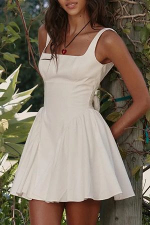 Stylish Work Outfits, Outfit Summer Ideas Bow Waist Backless Mini Dress