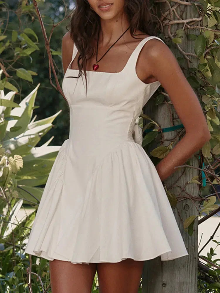 Stylish Work Outfits, Outfit Summer Ideas Bow Waist Backless Mini Dress Stylish Work Outfits, Outfit Summer Ideas Bow Waist Backless Mini Dress