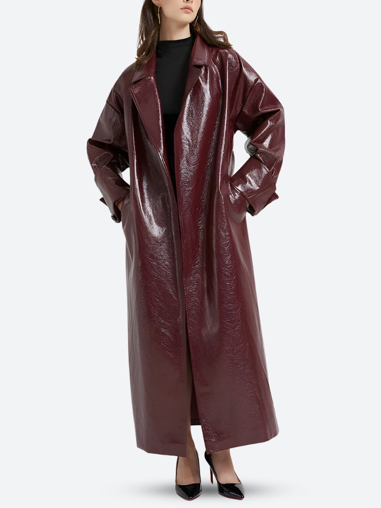 Stylish Work Outfits, Outfit Summer Ideas Burgundy Faux Leather Coat Stylish Work Outfits, Outfit Summer Ideas Burgundy Faux Leather Coat