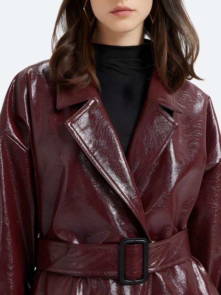 Stylish Work Outfits, Outfit Summer Ideas Burgundy Faux Leather Coat Stylish Work Outfits, Outfit Summer Ideas Burgundy Faux Leather Coat