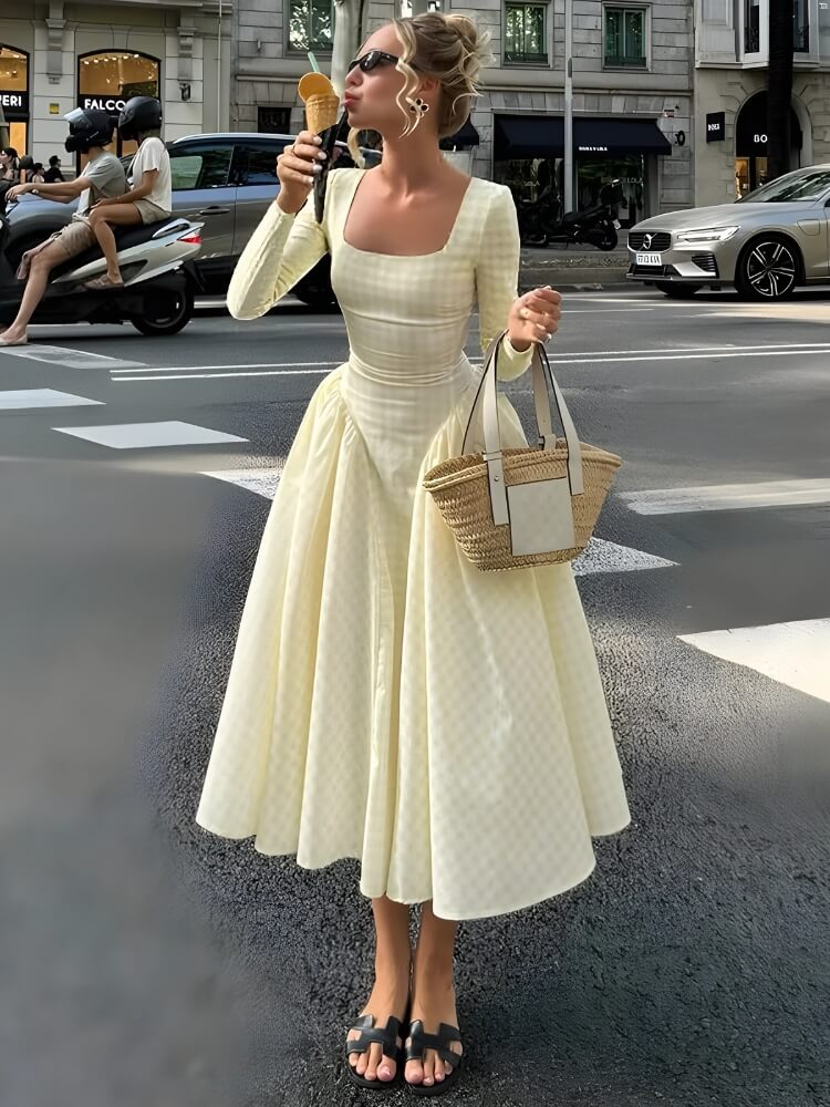 Stylish Work Outfits, Outfit Summer Ideas Butter Yellow Maxi Dress Stylish Work Outfits, Outfit Summer Ideas Butter Yellow Maxi Dress