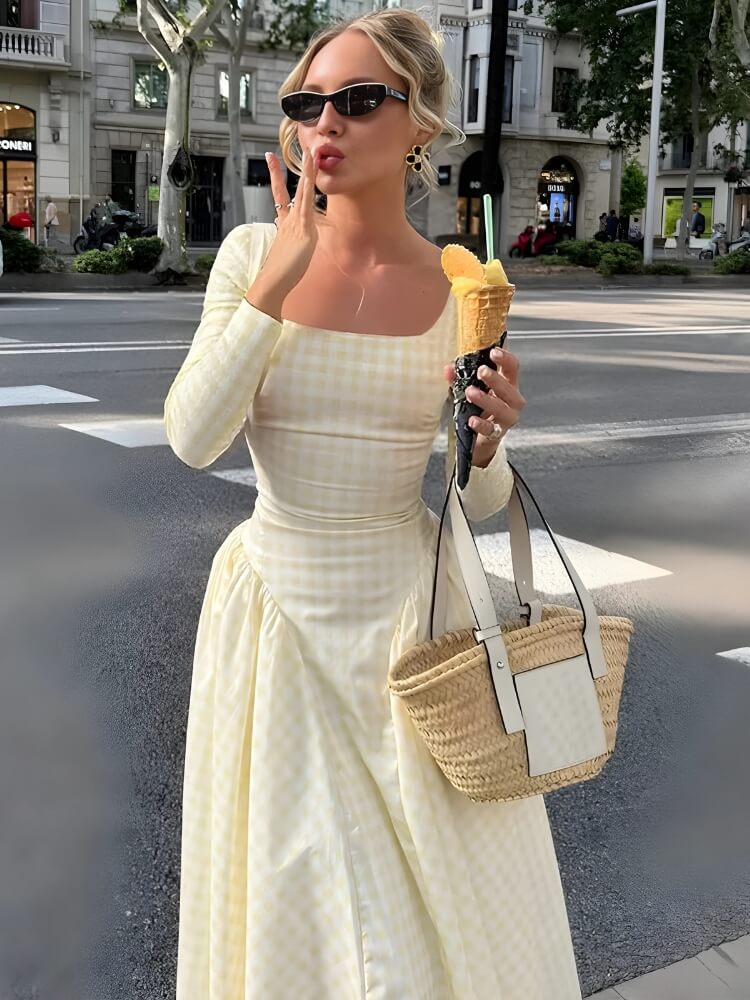 Stylish Work Outfits, Outfit Summer Ideas Butter Yellow Maxi Dress Stylish Work Outfits, Outfit Summer Ideas Butter Yellow Maxi Dress