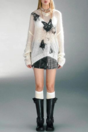 Stylish Work Outfits, Outfit Summer Ideas Butterfly Crochet Sweater