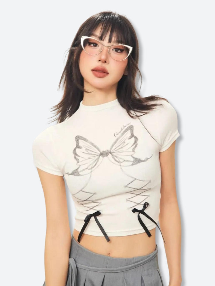 Stylish Work Outfits, Outfit Summer Ideas Butterfly Crop Top Stylish Work Outfits, Outfit Summer Ideas Butterfly Crop Top