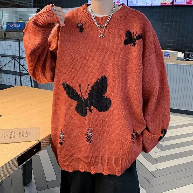Stylish Work Outfits, Outfit Summer Ideas Butterfly Distressed Knitted Sweater Stylish Work Outfits, Outfit Summer Ideas Butterfly Distressed Knitted Sweater