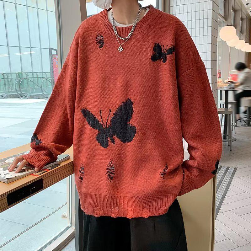 Stylish Work Outfits, Outfit Summer Ideas Butterfly Distressed Knitted Sweater Stylish Work Outfits, Outfit Summer Ideas Butterfly Distressed Knitted Sweater