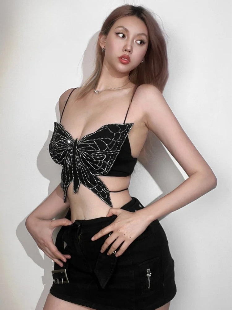 Stylish Work Outfits, Outfit Summer Ideas Butterfly Rhinestone Top Stylish Work Outfits, Outfit Summer Ideas Butterfly Rhinestone Top