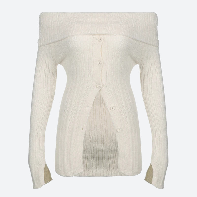 Stylish Work Outfits, Outfit Summer Ideas Button Up Off Shoulder Knitted Top Stylish Work Outfits, Outfit Summer Ideas Button Up Off Shoulder Knitted Top