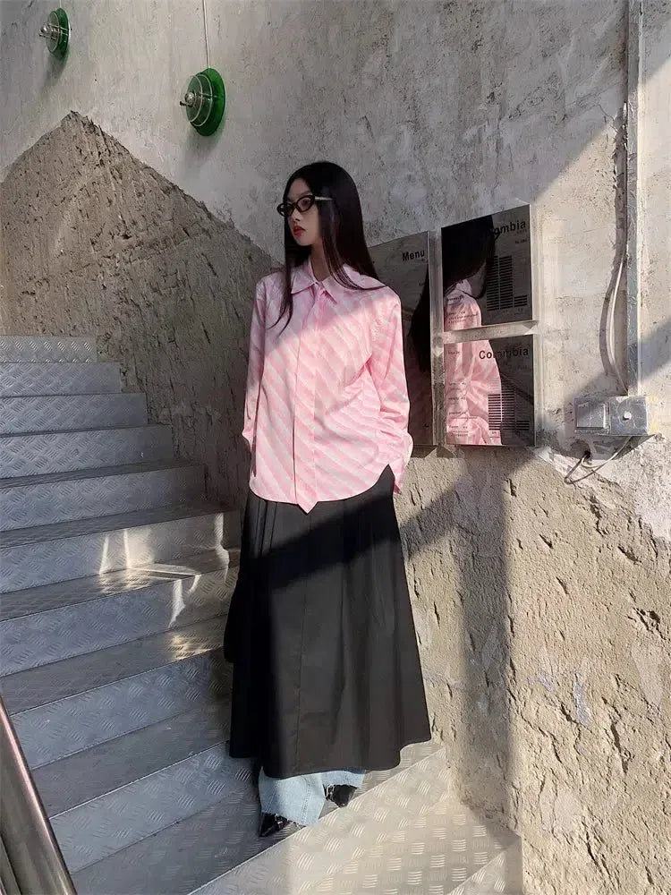 Stylish Work Outfits, Outfit Summer Ideas Button-Up Striped Shirt With Striped Tie