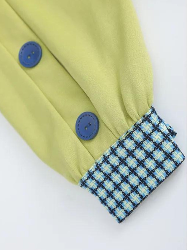 Stylish Work Outfits, Outfit Summer Ideas Buttoned Sleeved Patchwork Shirt Stylish Work Outfits, Outfit Summer Ideas Buttoned Sleeved Patchwork Shirt