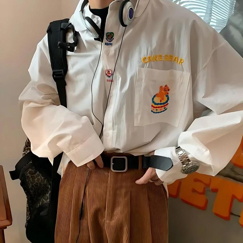 Stylish Work Outfits, Outfit Summer Ideas Cake Bear Embroidered Shirt