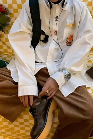 Stylish Work Outfits, Outfit Summer Ideas Cake Bear Embroidered Shirt