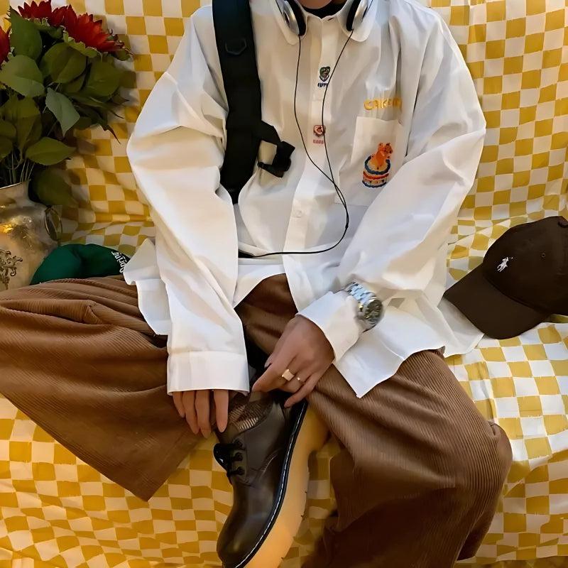 Stylish Work Outfits, Outfit Summer Ideas Cake Bear Embroidered Shirt Stylish Work Outfits, Outfit Summer Ideas Cake Bear Embroidered Shirt