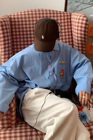 Stylish Work Outfits, Outfit Summer Ideas Cake Bear Embroidered Shirt