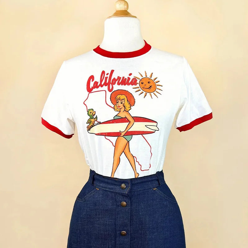 Stylish Work Outfits, Outfit Summer Ideas California Ringer Tee Stylish Work Outfits, Outfit Summer Ideas California Ringer Tee