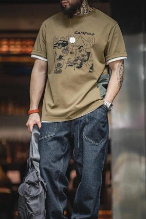 Stylish Work Outfits, Outfit Summer Ideas Camping Pocket Tee