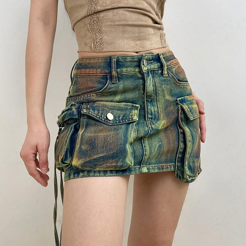 Stylish Work Outfits, Outfit Summer Ideas Cargo Denim Mini Skirt Stylish Work Outfits, Outfit Summer Ideas Cargo Denim Mini Skirt