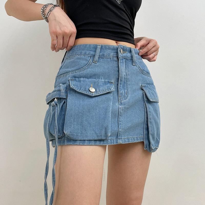 Stylish Work Outfits, Outfit Summer Ideas Cargo Denim Mini Skirt Stylish Work Outfits, Outfit Summer Ideas Cargo Denim Mini Skirt