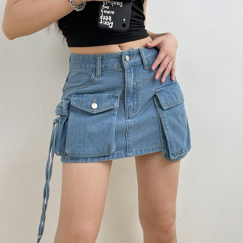 Stylish Work Outfits, Outfit Summer Ideas Cargo Denim Mini Skirt Stylish Work Outfits, Outfit Summer Ideas Cargo Denim Mini Skirt