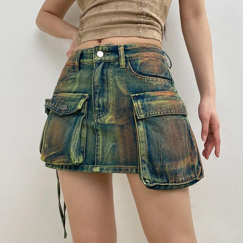 Stylish Work Outfits, Outfit Summer Ideas Cargo Denim Mini Skirt Stylish Work Outfits, Outfit Summer Ideas Cargo Denim Mini Skirt