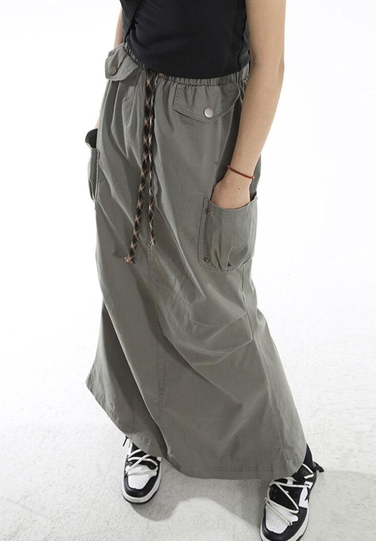 Stylish Work Outfits, Outfit Summer Ideas Cargo Pockets Parachute Maxi Skirt Stylish Work Outfits, Outfit Summer Ideas Cargo Pockets Parachute Maxi Skirt