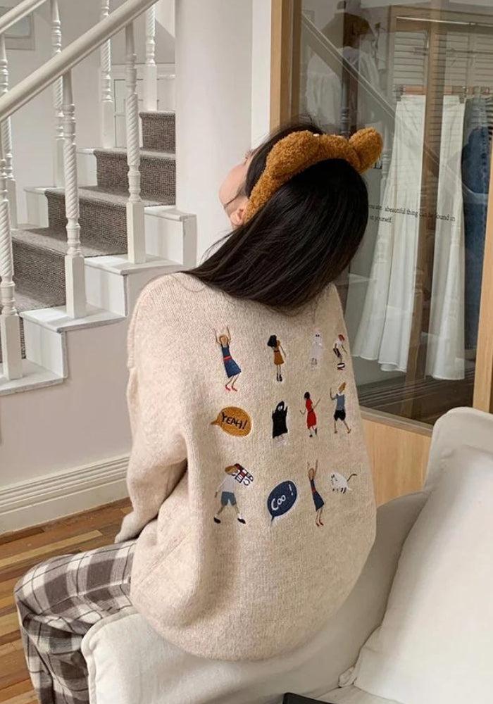 Stylish Work Outfits, Outfit Summer Ideas Cartoon Embroidered Knitted Sweater Stylish Work Outfits, Outfit Summer Ideas Cartoon Embroidered Knitted Sweater