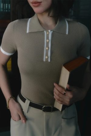 Stylish Work Outfits, Outfit Summer Ideas Casual Contrast Corduroy Top