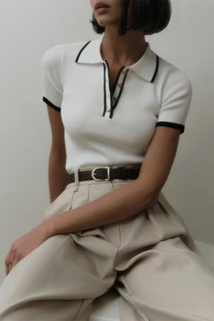 Stylish Work Outfits, Outfit Summer Ideas Casual Contrast Corduroy Top