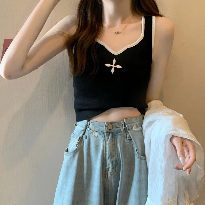 Stylish Work Outfits, Outfit Summer Ideas Casual Knitted Crop Top Stylish Work Outfits, Outfit Summer Ideas Casual Knitted Crop Top