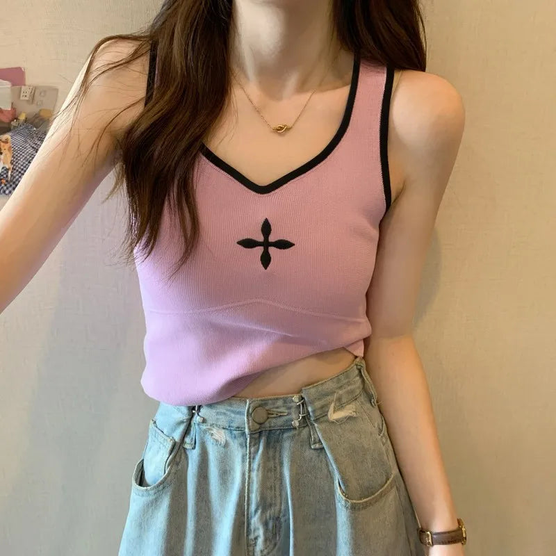 Stylish Work Outfits, Outfit Summer Ideas Casual Knitted Crop Top Stylish Work Outfits, Outfit Summer Ideas Casual Knitted Crop Top