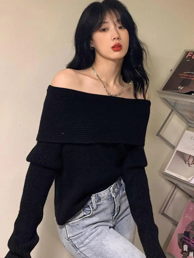 Stylish Work Outfits, Outfit Summer Ideas Casual Off Shoulder Knitted Sweater Stylish Work Outfits, Outfit Summer Ideas Casual Off Shoulder Knitted Sweater