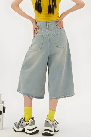 Stylish Work Outfits, Outfit Summer Ideas Casual Wide Leg Denim Shorts