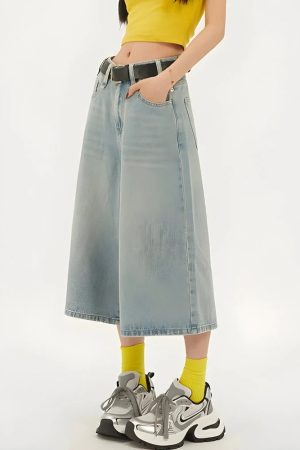 Stylish Work Outfits, Outfit Summer Ideas Casual Wide Leg Denim Shorts