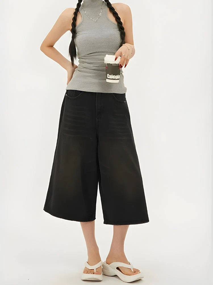 Stylish Work Outfits, Outfit Summer Ideas Casual Wide Leg Denim Shorts Stylish Work Outfits, Outfit Summer Ideas Casual Wide Leg Denim Shorts