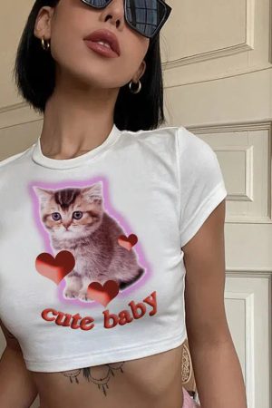 Stylish Work Outfits, Outfit Summer Ideas Cat Baby Tee