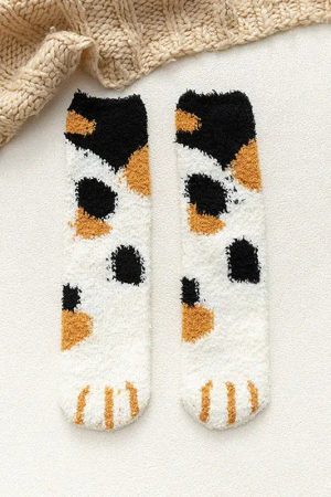 Stylish Work Outfits, Outfit Summer Ideas Cat Paw Plush Socks