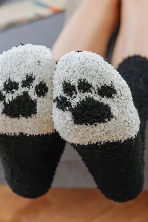 Stylish Work Outfits, Outfit Summer Ideas Cat Paw Plush Socks