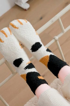 Stylish Work Outfits, Outfit Summer Ideas Cat Paw Plush Socks