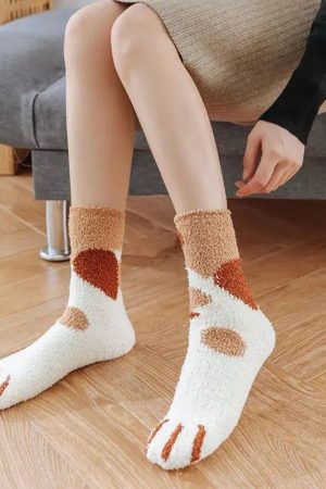 Stylish Work Outfits, Outfit Summer Ideas Cat Paw Plush Socks