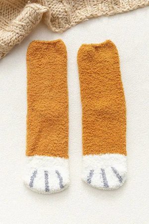 Stylish Work Outfits, Outfit Summer Ideas Cat Paw Plush Socks