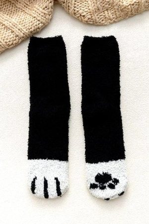 Stylish Work Outfits, Outfit Summer Ideas Cat Paw Plush Socks
