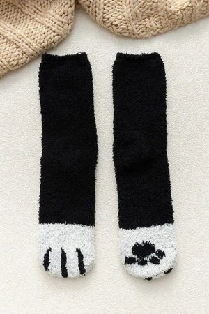 Stylish Work Outfits, Outfit Summer Ideas Cat Paw Plush Socks