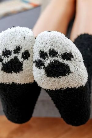Stylish Work Outfits, Outfit Summer Ideas Cat Paw Plush Socks