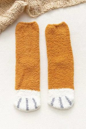 Stylish Work Outfits, Outfit Summer Ideas Cat Paw Plush Socks